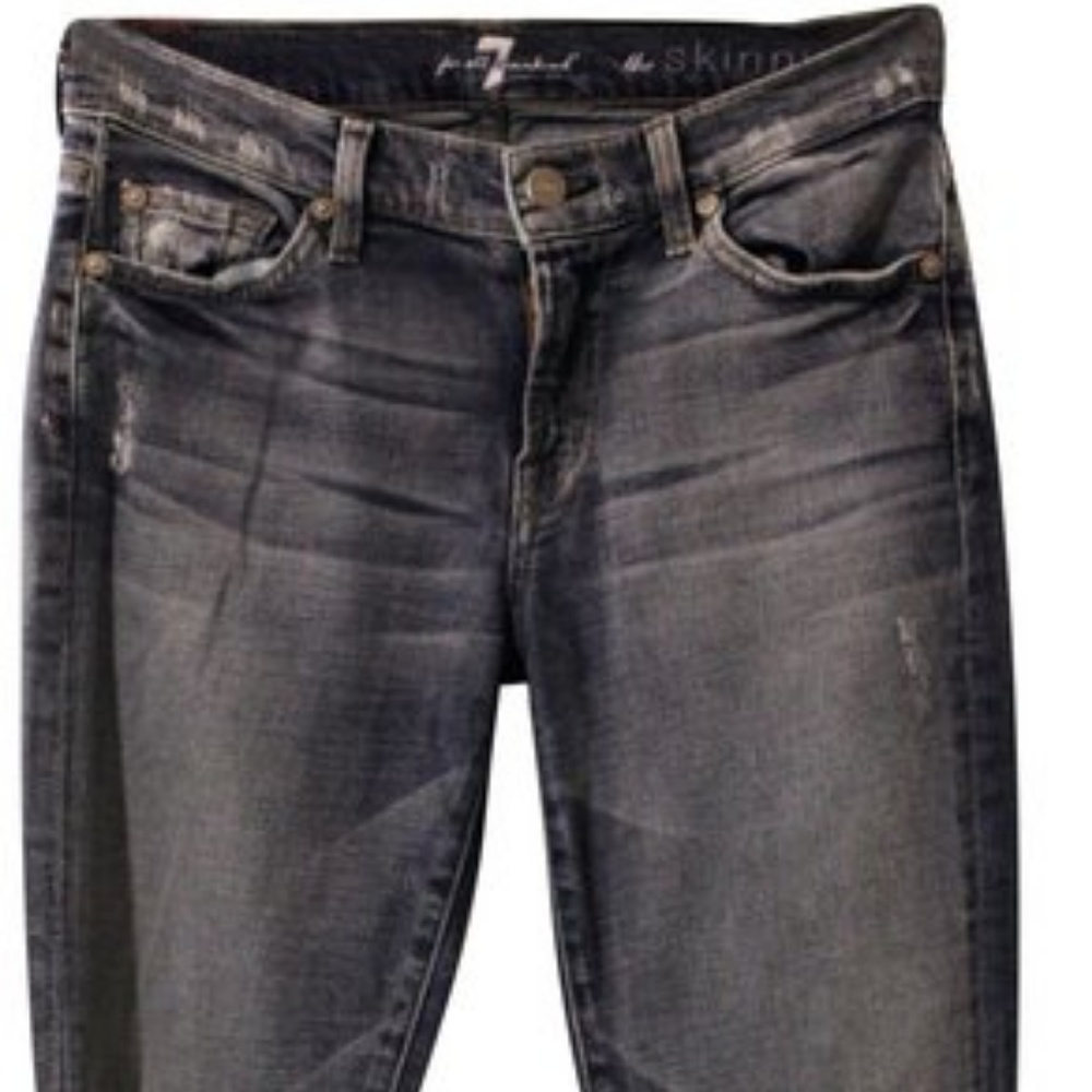 7 For All Mankind Blue Medium Wash Skinny Jean